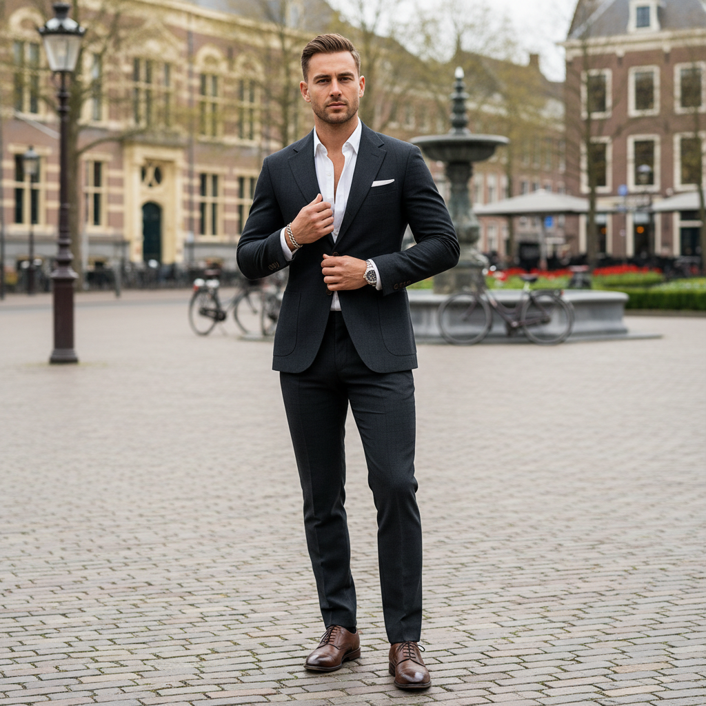 Basser - Heren Blazer Broek Set | Slim Fit Design 5