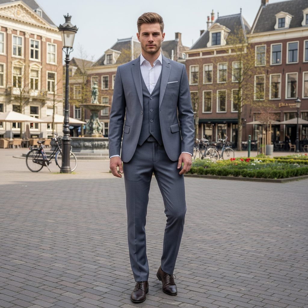 Basser - Heren Driedelig Pak | Slim Fit Design 7