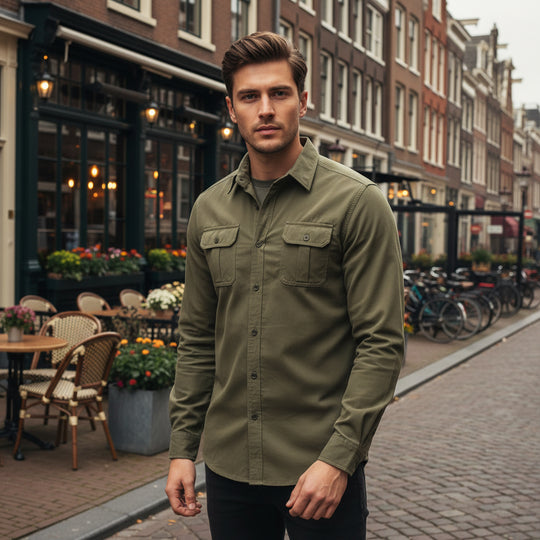 Basser - Heren Overhemd | Lange Mouwen met Borstzakken 3