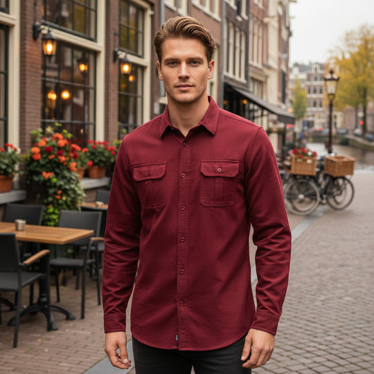 Basser - Heren Overhemd | Lange Mouwen met Borstzakken 4