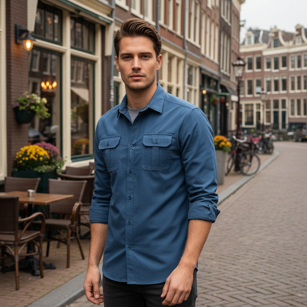 Basser - Heren Overhemd | Lange Mouwen met Borstzakken 5