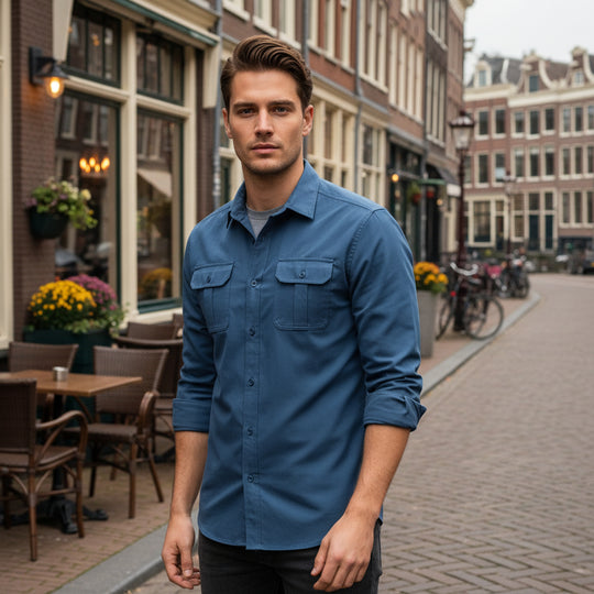 Basser - Heren Overhemd | Lange Mouwen met Borstzakken 5
