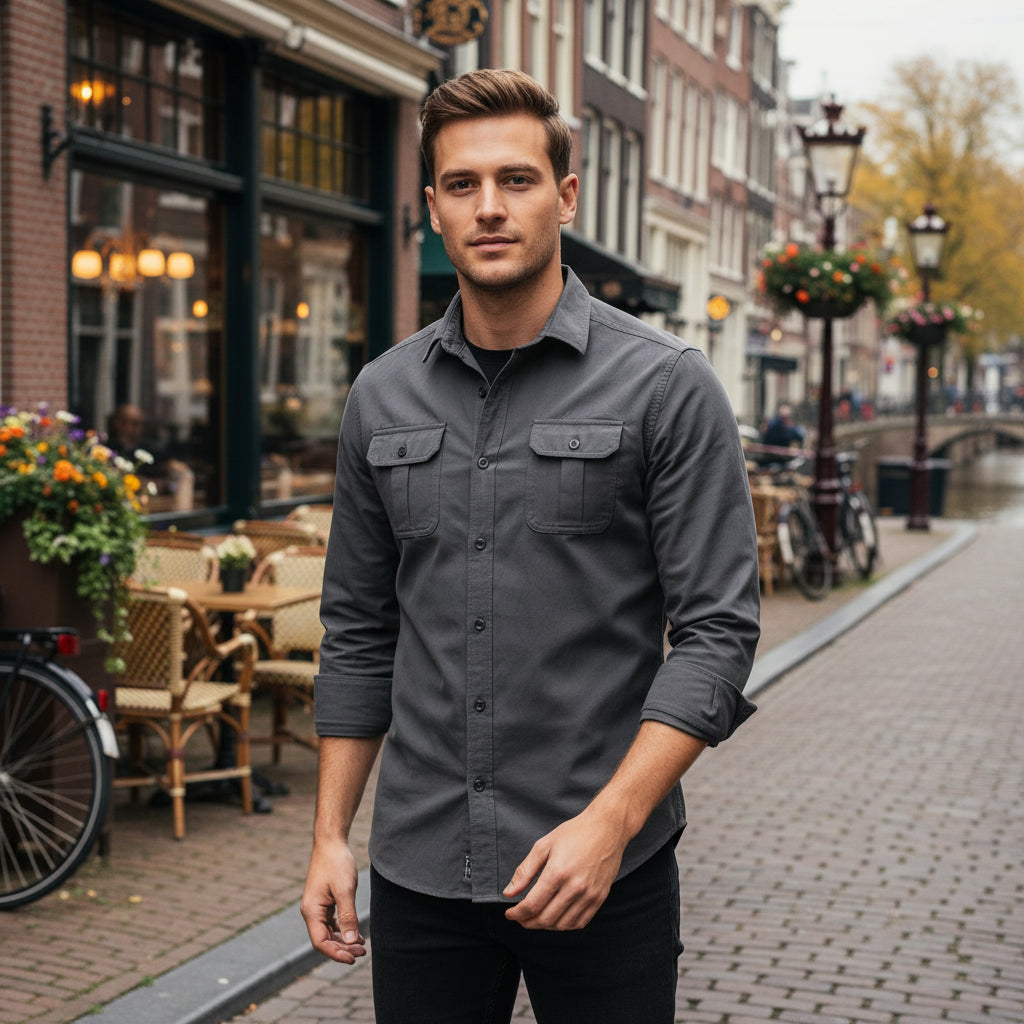 Basser - Heren Overhemd | Lange Mouwen met Borstzakken 6