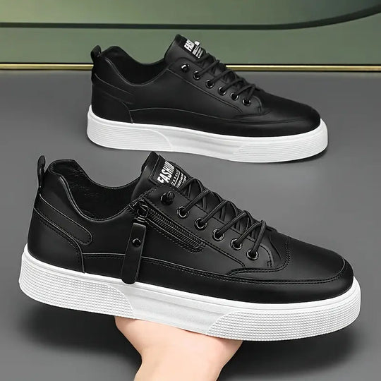 Basser - Heren Sneakers | Lage Sneakers met Veters en Rits 1