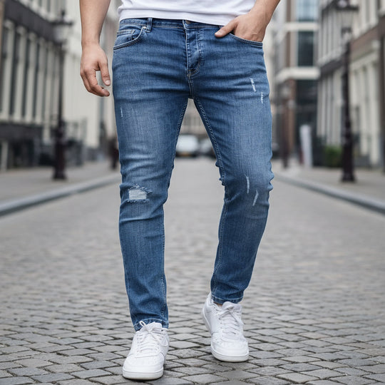 Benjamin – Heren Spijkerbroek | Slim Fit met Gescheurde Details voor een Stoere Look-Basser-Basser