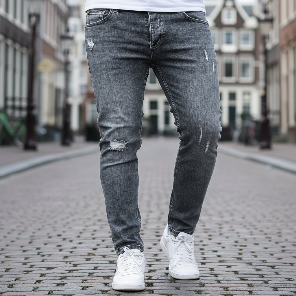 Benjamin – Heren Spijkerbroek | Slim Fit met Gescheurde Details voor een Stoere Look-Basser-Basser
