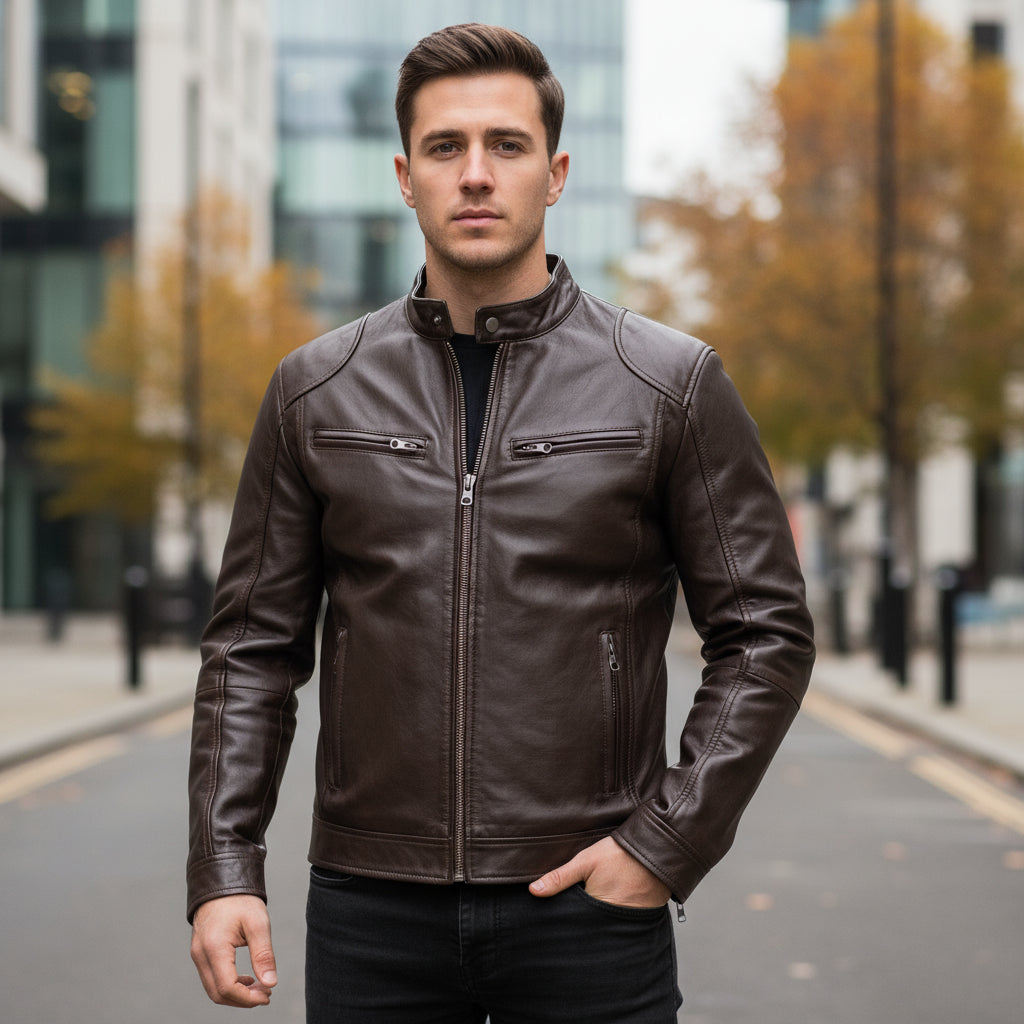 Bram Heren Bikerjack | Casual Fit-Basser-Bruin-S-Basser