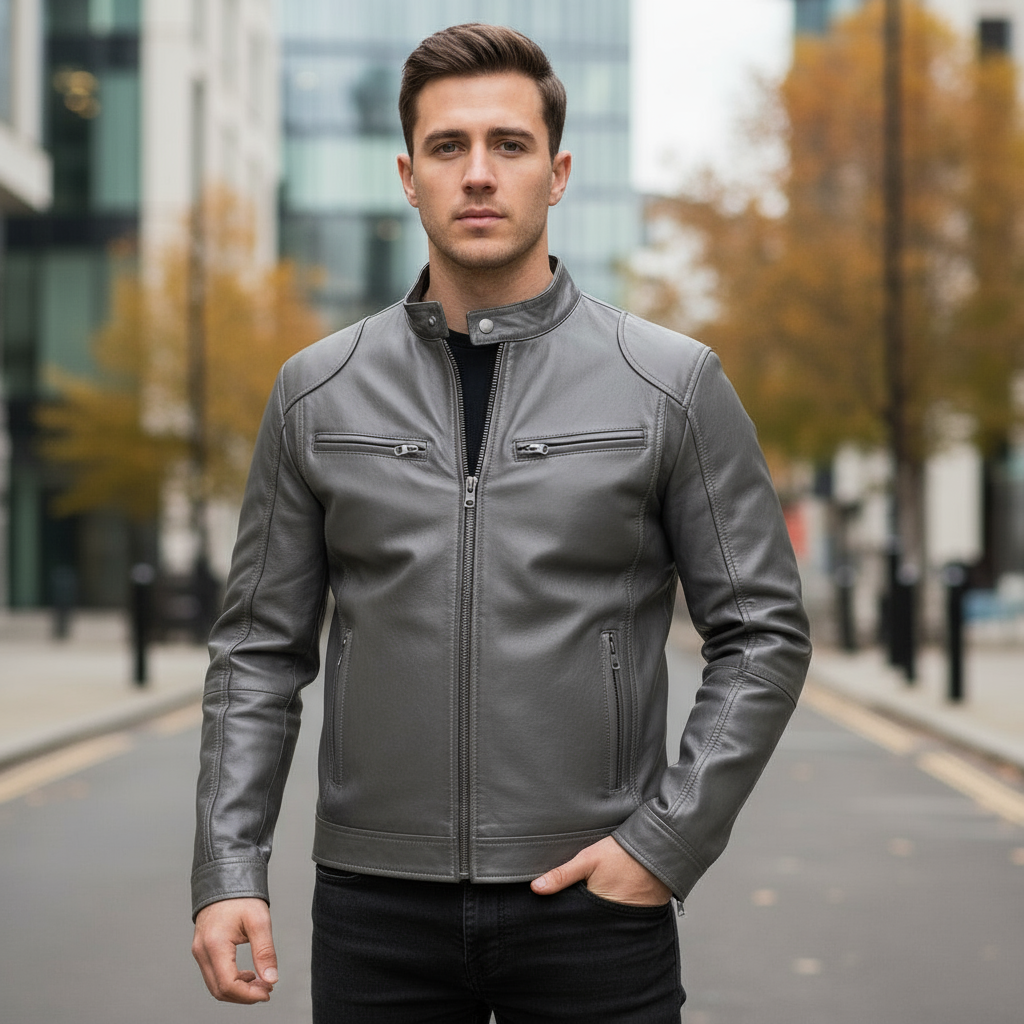Bram Heren Bikerjack | Casual Fit-Basser-Grijs-S-Basser