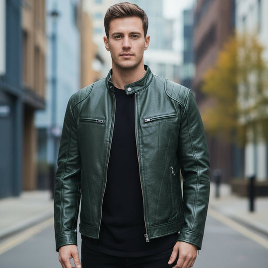 Bram Heren Bikerjack | Casual Fit-Basser-Legergroen-S-Basser
