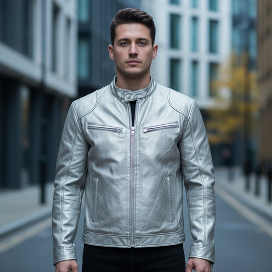 Bram Heren Bikerjack | Casual Fit-Basser-Zilver-S-Basser