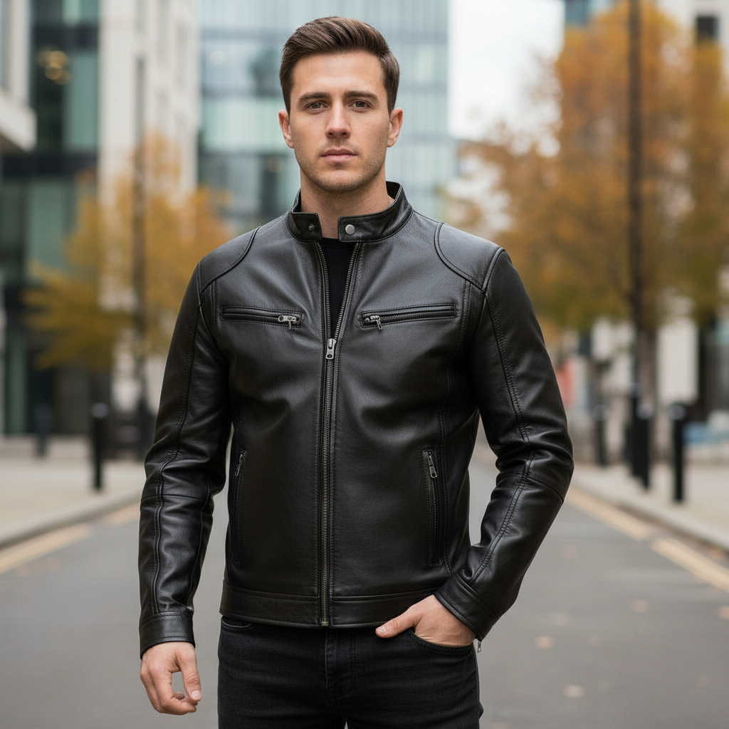 Bram Heren Bikerjack | Casual Fit-Basser-Zwart-S-Basser