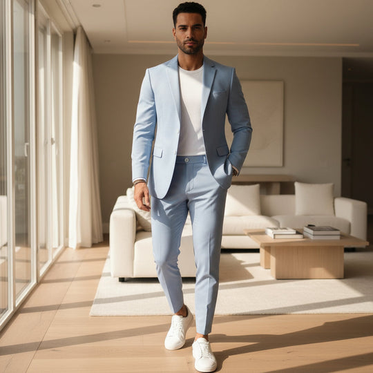 Casper – Heren Blazer & Broek Set | Tijdloos Elegant Design met Comfortabele Pasvorm-Basser-Blauw-2XS-Basser