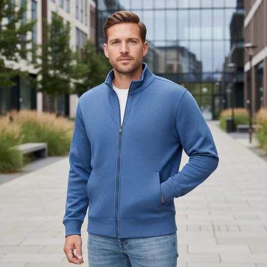 Daan Heren Vest | Volledige Rits-Basser-Blauw-S-Basser