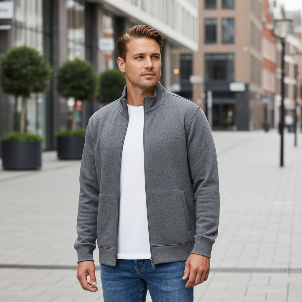 Daan Heren Vest | Volledige Rits-Basser-Grijs-S-Basser
