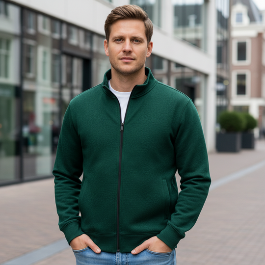 Daan Heren Vest | Volledige Rits-Basser-Groen-S-Basser
