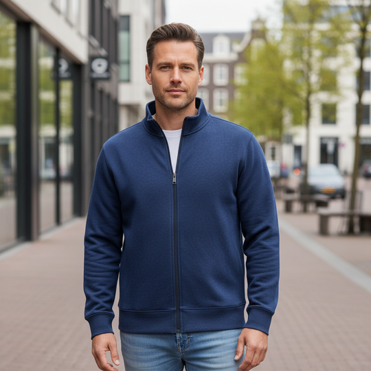 Daan Heren Vest | Volledige Rits-Basser-Marineblauw-S-Basser