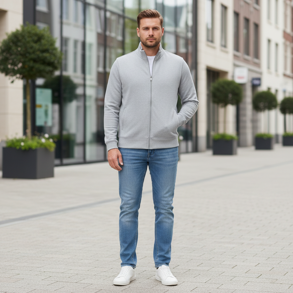 Daan Heren Vest | Volledige Rits-Basser-Wit-S-Basser