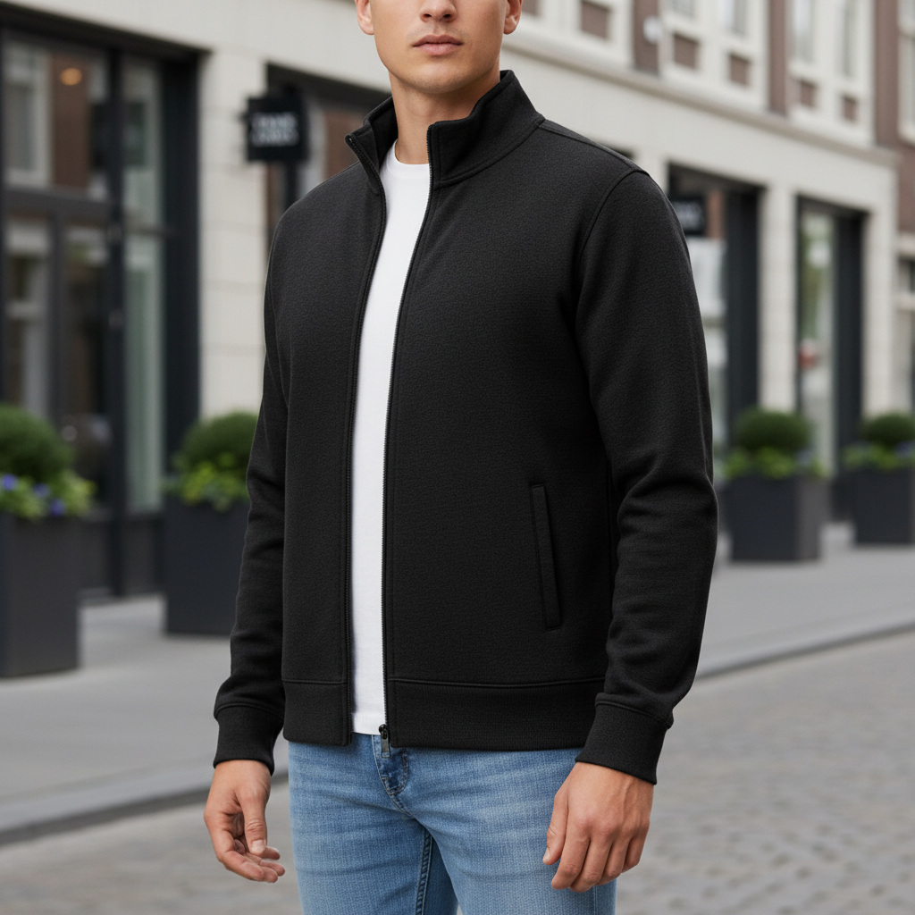 Daan Heren Vest | Volledige Rits-Basser-Zwart-S-Basser