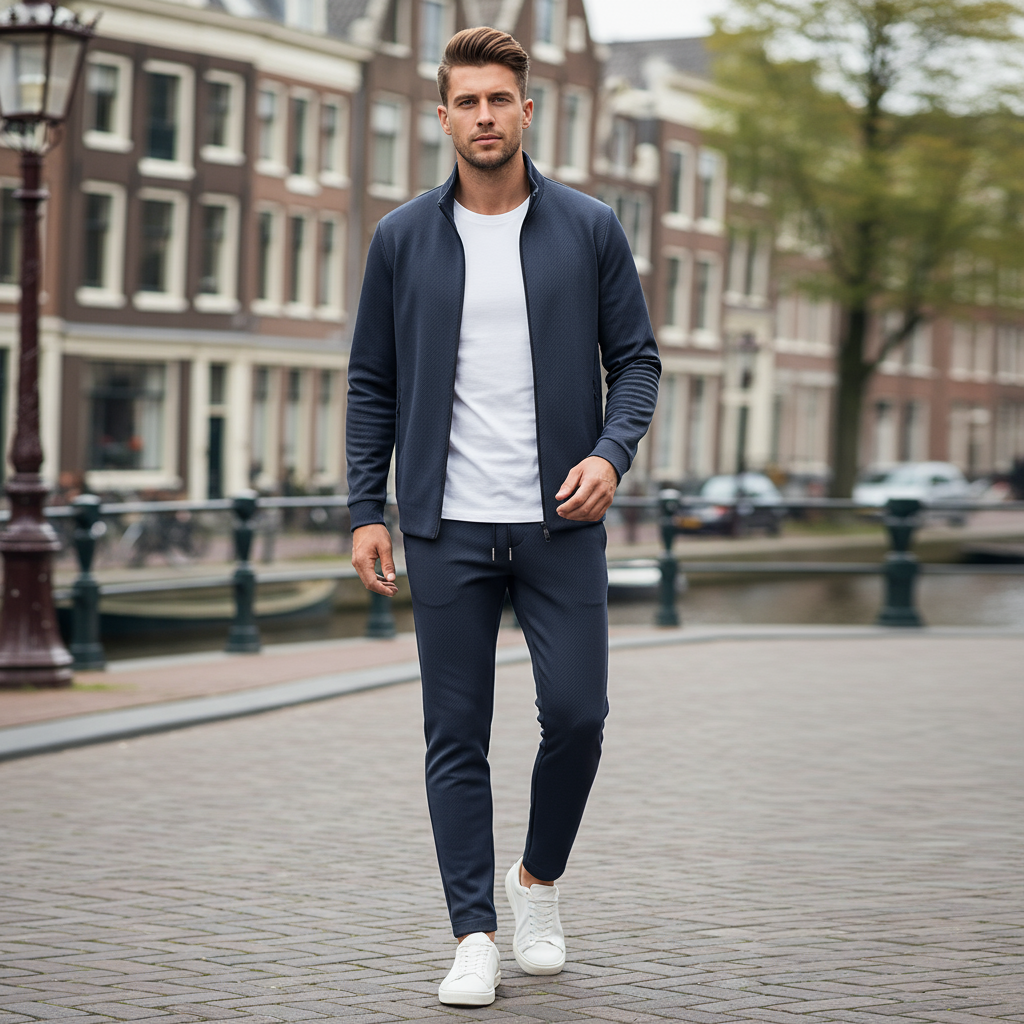 Dennis – Heren Trainingspak | Modern Design en Comfort voor Actieve Levensstijl-Basser-Royal Navy-XS-Basser