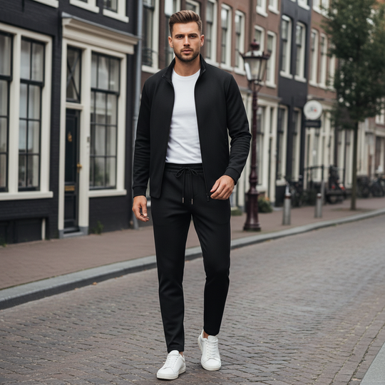Dennis – Heren Trainingspak | Modern Design en Comfort voor Actieve Levensstijl-Basser-Zwart-XS-Basser