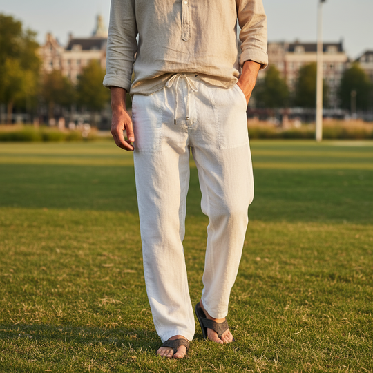 Elias – Heren Linnen Broek | Ademend Comfort en Tijdloos Design-Basser-Wit-S-Basser