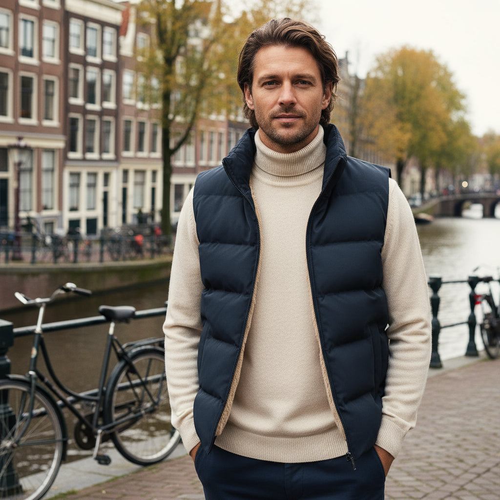 James – Heren Dubbelzijdige Bodywarmer | Stijlvolle Lamswol Look-Basser-Marineblauw-M-Basser