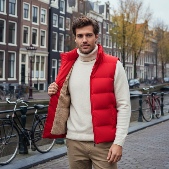 James – Heren Dubbelzijdige Bodywarmer | Stijlvolle Lamswol Look-Basser-Rood-M-Basser