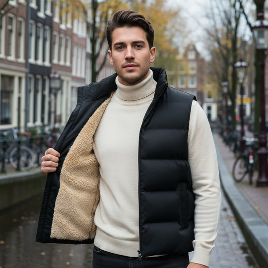 James – Heren Dubbelzijdige Bodywarmer | Stijlvolle Lamswol Look-Basser-Zwart-M-Basser