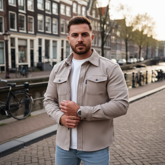 Jonah – Heren Overhemd | Modern Design met Comfortabele Pasvorm en Stijlvolle Look-Basser-Beige-S-Basser