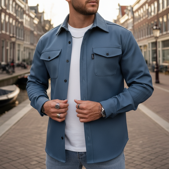 Jonah – Heren Overhemd | Modern Design met Comfortabele Pasvorm en Stijlvolle Look-Basser-Blauw-S-Basser