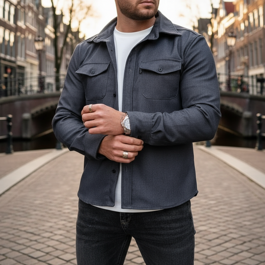 Jonah – Heren Overhemd | Modern Design met Comfortabele Pasvorm en Stijlvolle Look-Basser-Donkergrijs-S-Basser