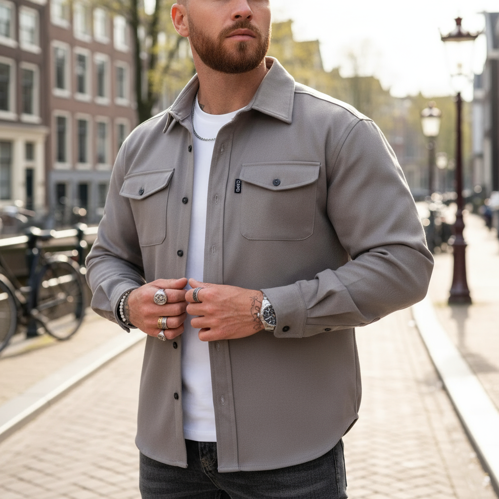Jonah – Heren Overhemd | Modern Design met Comfortabele Pasvorm en Stijlvolle Look-Basser-Grijs-S-Basser