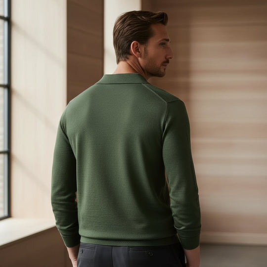 Julian – Heren Poloshirt | Knooploos, Comfortabel, Lange Mouwen-Poloshirts-Basser-Basser