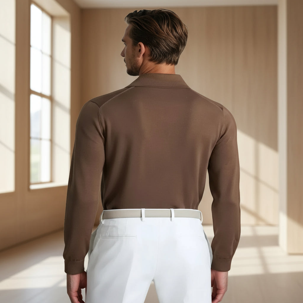 Julian – Heren Poloshirt | Knooploos, Comfortabel, Lange Mouwen-Poloshirts-Basser-Basser