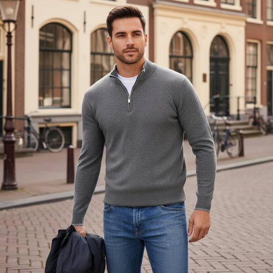 Julias – Heren Pullover | V-Hals, Comfortabele Regular Fit Truien Heren-Basser-Grijs-S-Basser