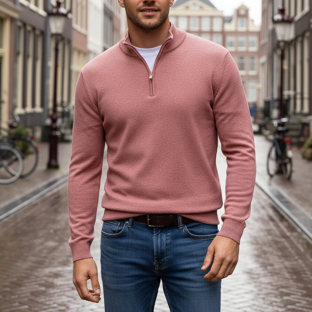 Julias – Heren Pullover | V-Hals, Comfortabele Regular Fit Truien Heren-Basser-Roze-S-Basser
