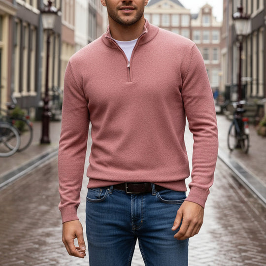 Julias – Heren Pullover | V-Hals, Comfortabele Regular Fit Truien Heren-Basser-Roze-S-Basser