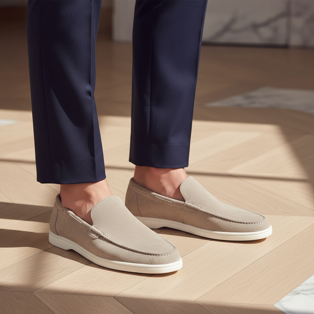 Kevin – Heren Loafer | Comfortabele Suède Loafers Zwart met Antislipzool-Basser-Basser