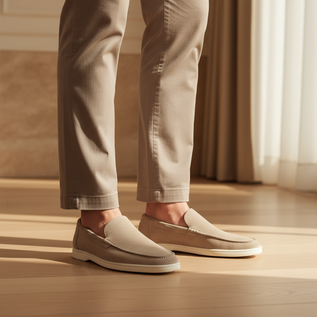 Kevin – Heren Loafer | Comfortabele Suède Loafers Zwart met Antislipzool-Basser-Beige-38-Basser