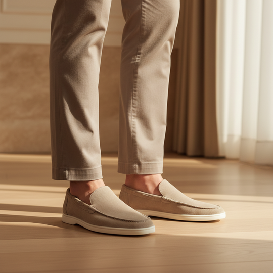 Kevin – Heren Loafer | Comfortabele Suède Loafers Zwart met Antislipzool-Basser-Beige-38-Basser