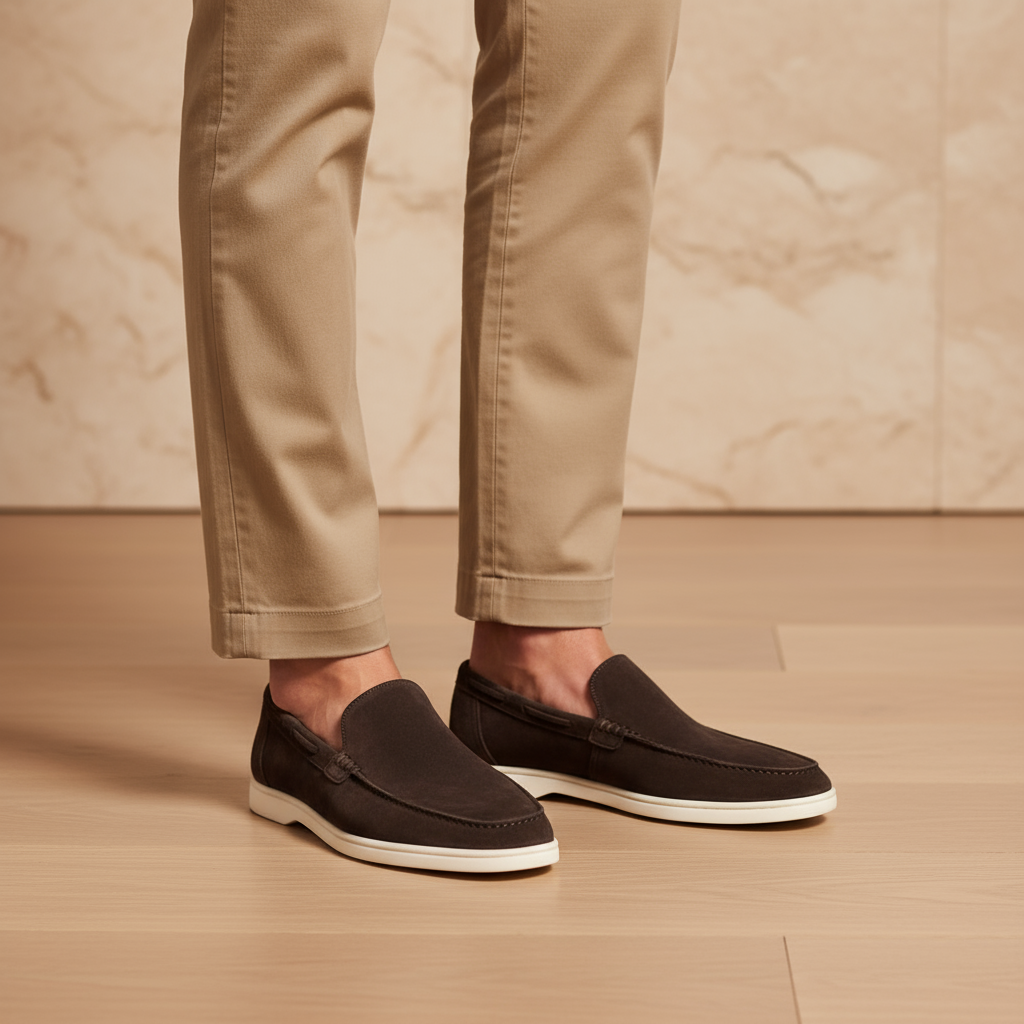 Kevin – Heren Loafer | Comfortabele Suède Loafers Zwart met Antislipzool-Basser-Donkerbruin-38-Basser