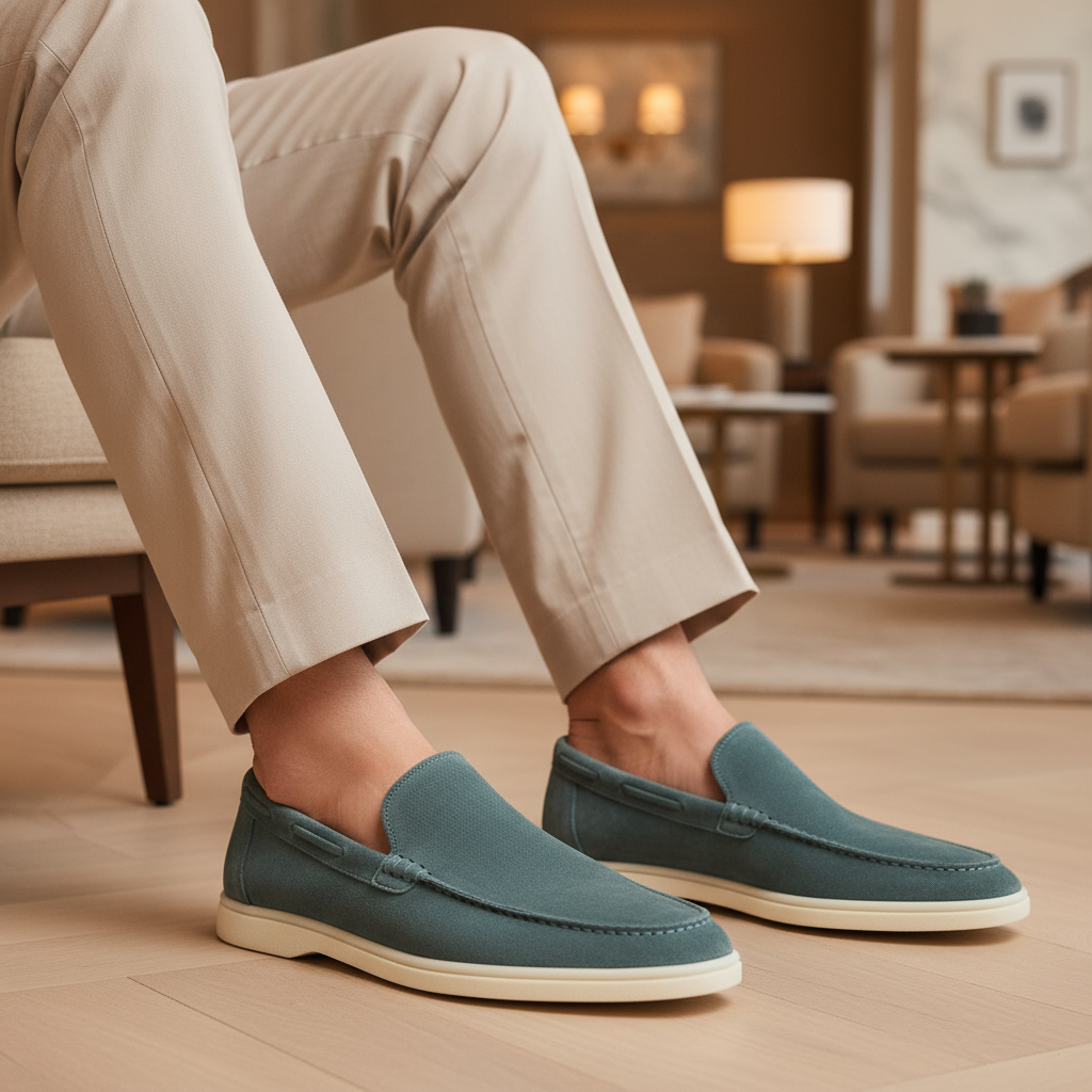 Kevin – Heren Loafer | Comfortabele Suède Loafers Zwart met Antislipzool-Basser-Turqouise-38-Basser