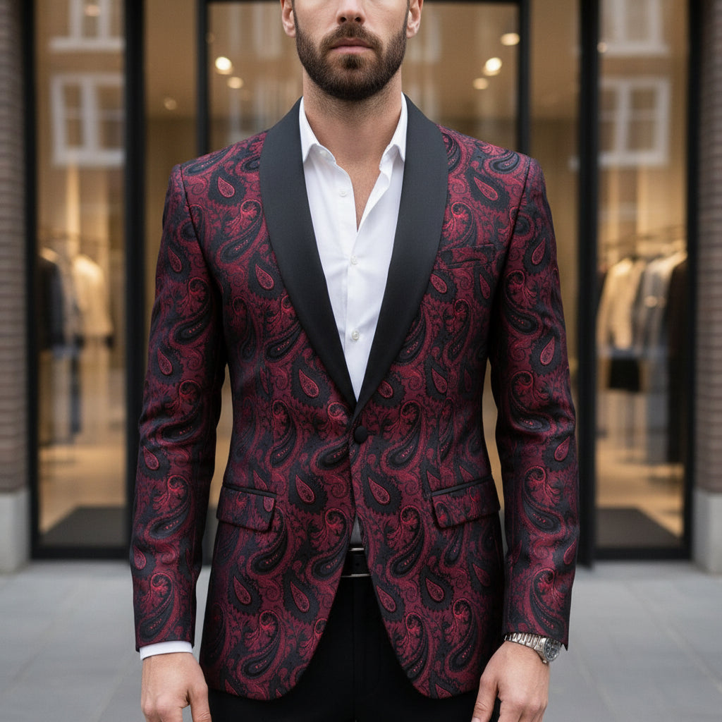 Lars Heren Tuxedo | Sjaalkraag-Herenpakken-Basser-Bordeaux-Basser