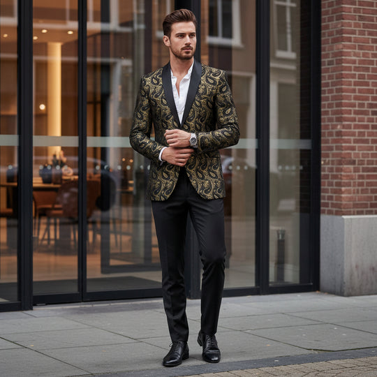 Lars Heren Tuxedo | Sjaalkraag-Herenpakken-Basser-Goud-Basser