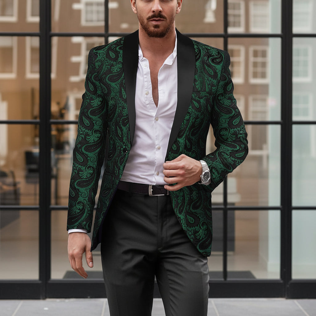 Lars Heren Tuxedo | Sjaalkraag-Herenpakken-Basser-Groen-Basser
