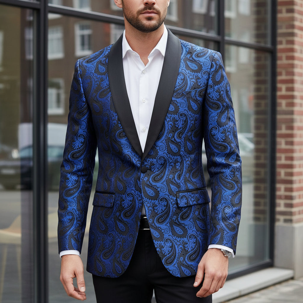 Lars Heren Tuxedo | Sjaalkraag-Herenpakken-Basser-Koninklijk Blauw-Basser