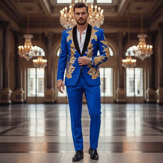 Levi Heren Trouwpak | Enkele Rij Knopen-Herenpakken-Basser-Koninklijk Blauw-Basser