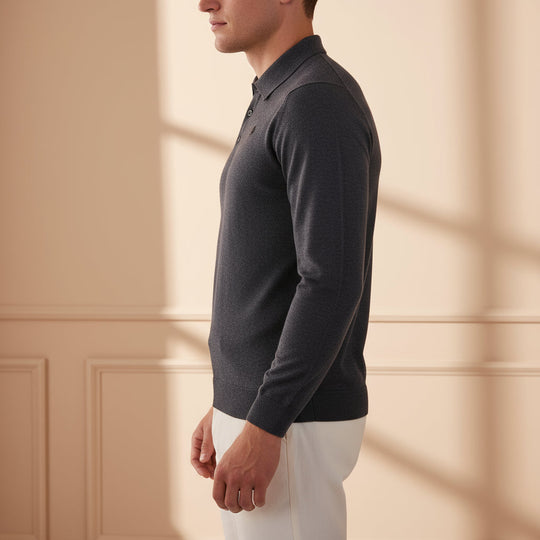Liam – Heren Polo | Getailleerd Design met Lange Mouwen-Polo Shirts: Poloshirts-Basser-Basser