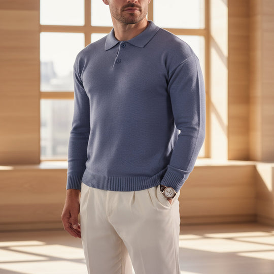 Liam – Heren Polo | Getailleerd Design met Lange Mouwen-Polo Shirts: Poloshirts-Basser-Basser