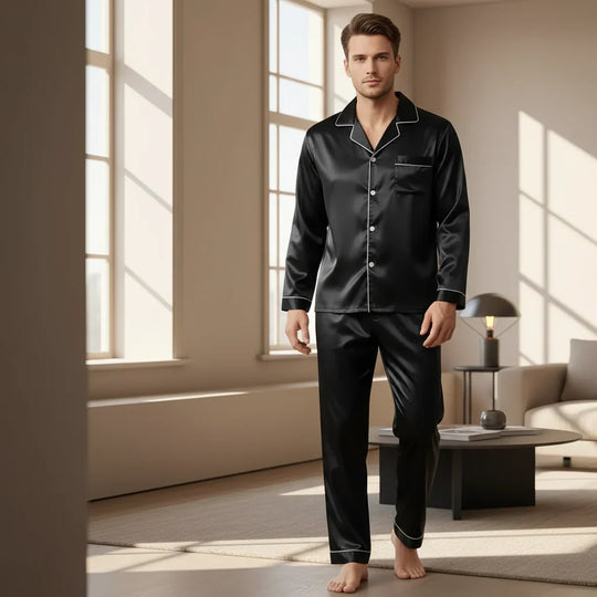 Liam – Heren Pyjama | Zijdezacht Comfort en Elegante Pasvorm-Basser-Basser